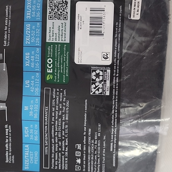 Fruit Of The Loom Men's Thermal Crew & Men's Thermal Pant Size: L - Picture 8 of 16